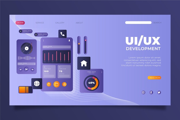 Gradient ui/ux landing page template