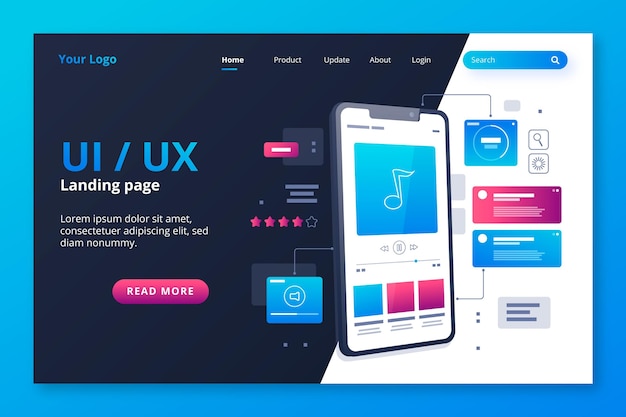 Gradient ui/ux landing page template