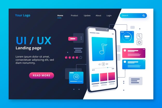 Gradient UI/UX landingssidemal