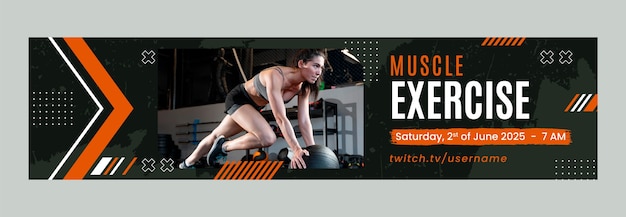 Gym twitch banner template design