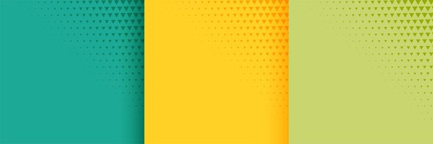 Halftone bright background set of three