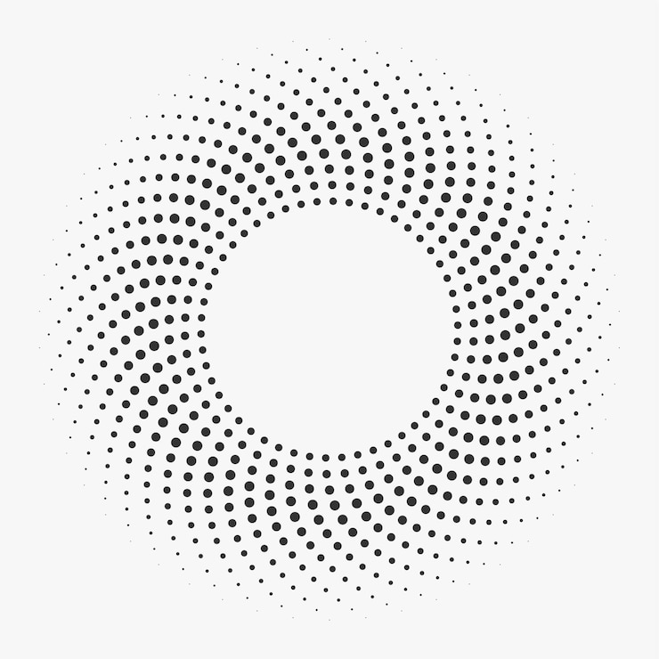 Gratis Vektor halftone style symmetrical round frame pattern design