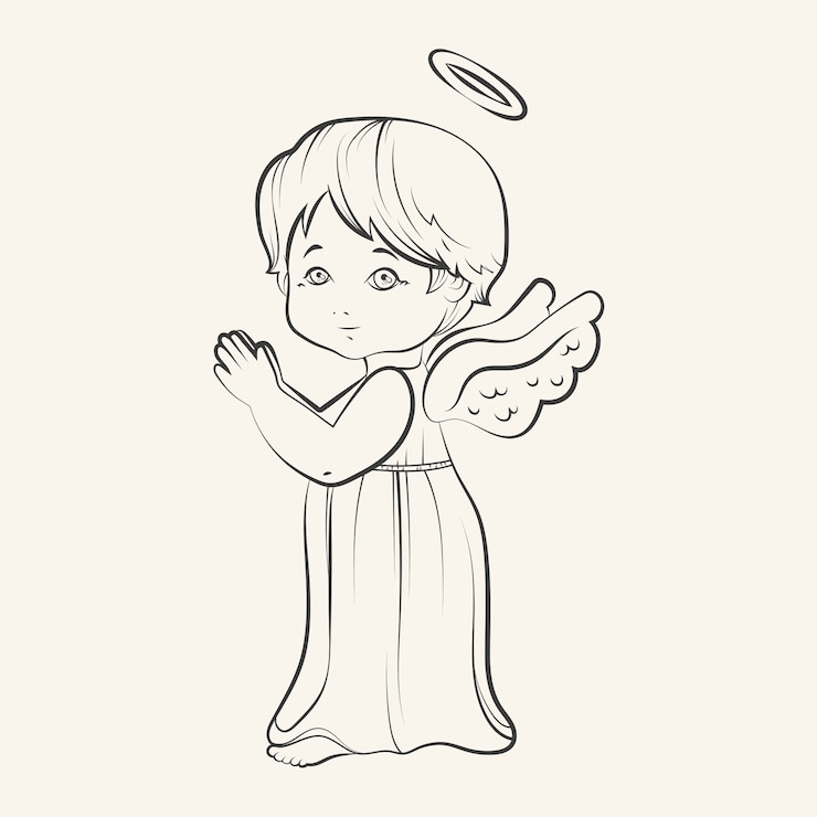 Gratis Vektor hand drawn baby angel drawing illustration