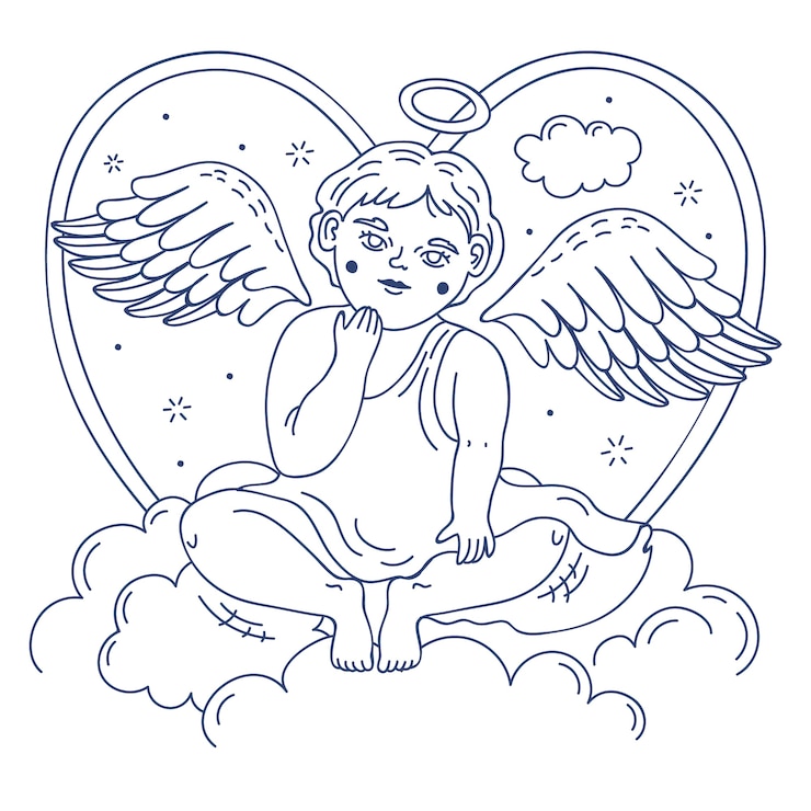Gratis Vektor hand drawn baby angel drawing illustration