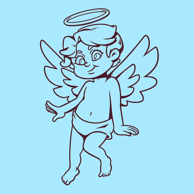 Gratis Vektor hand drawn baby angel drawing illustration