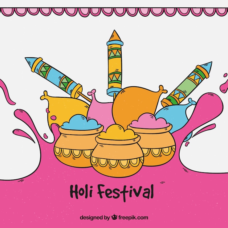 Gratis Vektor hand drawn background holi festival