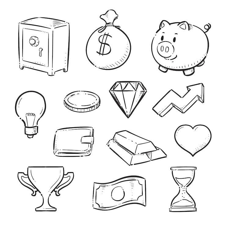 Gratis Vektor hand drawn bank doodle illustration