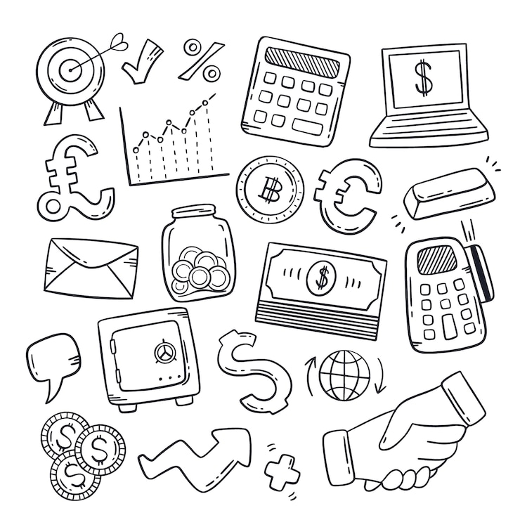 Gratis Vektor hand drawn bank drawing doodle illustration