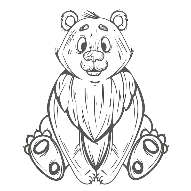 Gratis Vektor hand drawn bear outline illustration