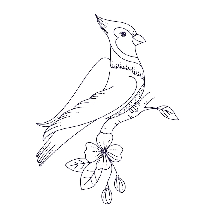 Gratis Vektor hand drawn bird outline illustration