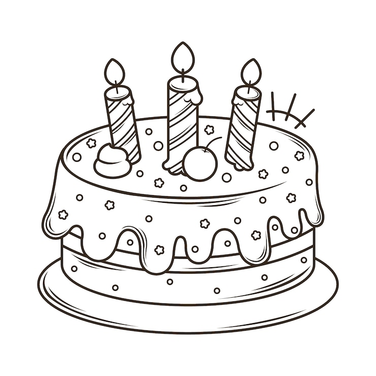 Gratis Vektor hand drawn birthday cake outline illustration