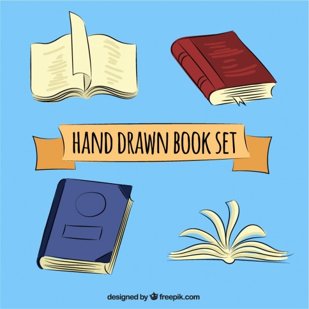 Gratis Vektor hand drawn books set