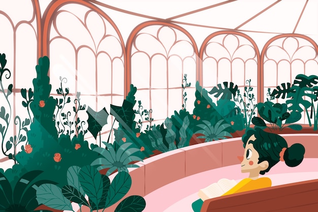 Hand drawn  botanical garden background