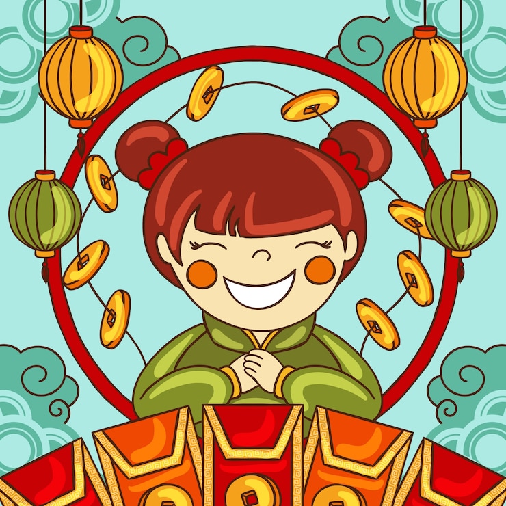 Gratis Vektor hand drawn chinese new year lucky money illustration