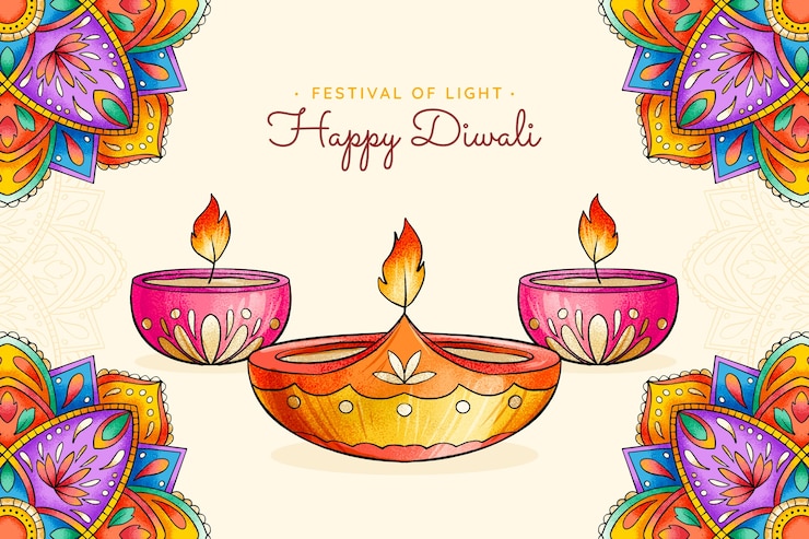 Gratis Vektor hand drawn diwali background