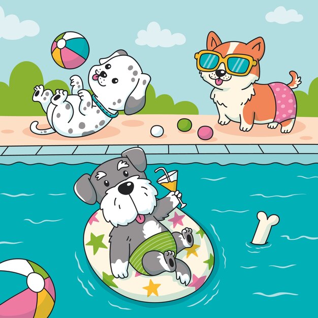 hand drawn dog birthday illustration