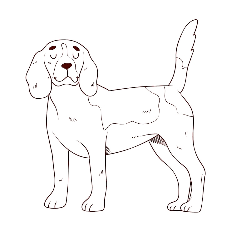Gratis Vektor hand drawn dog outline illustration