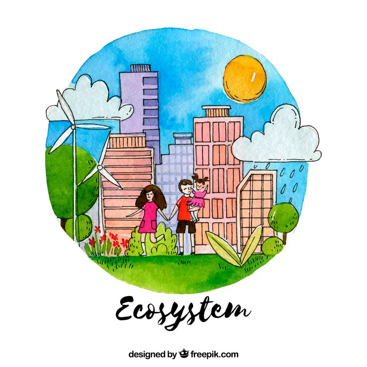 Gratis Vektor hand drawn ecosystem and nature concept