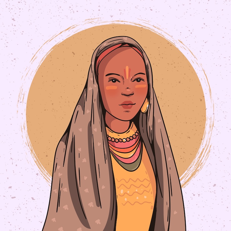 Gratis Vektor hand drawn ethnic beauty illustration with woman
