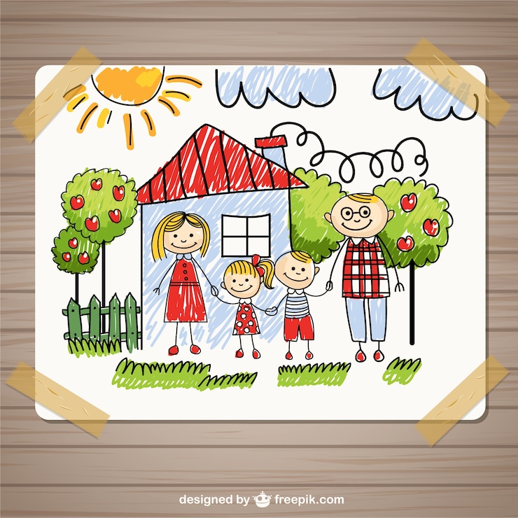 Gratis Vektor hand drawn family