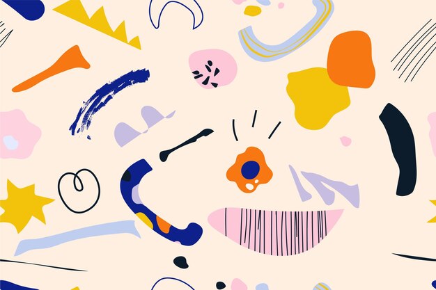 hand drawn flat abstract shapes pattern