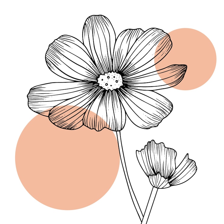 Gratis Vektor hand drawn flat design simple flower outline