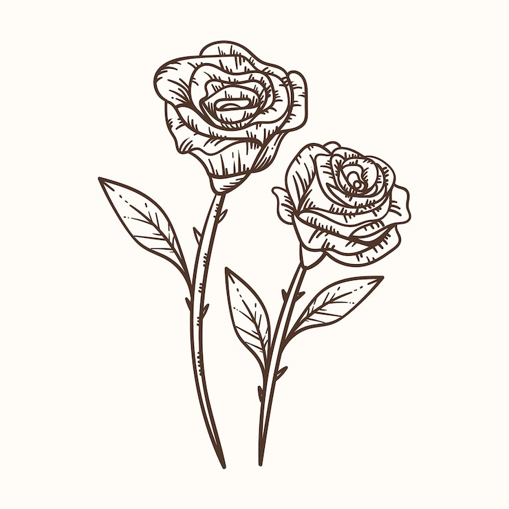 Gratis Vektor hand drawn flat design simple flower outline