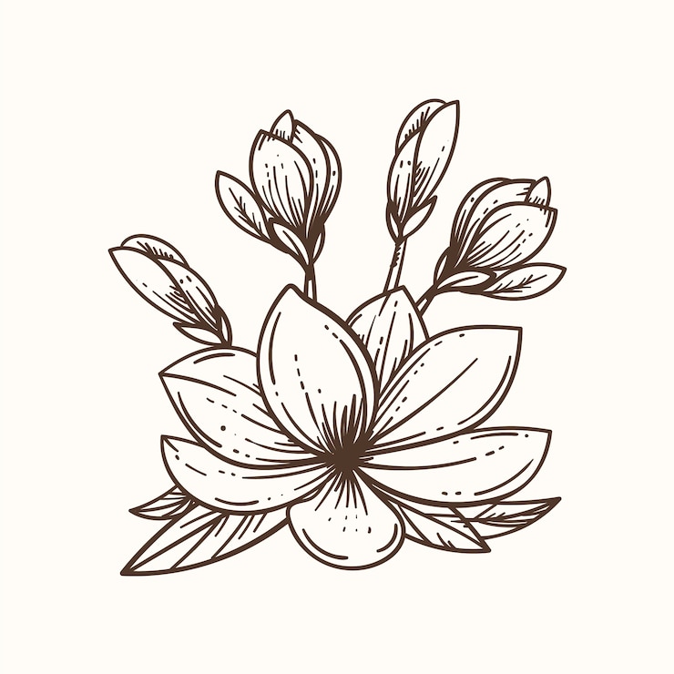 Gratis Vektor hand drawn flat design simple flower outline