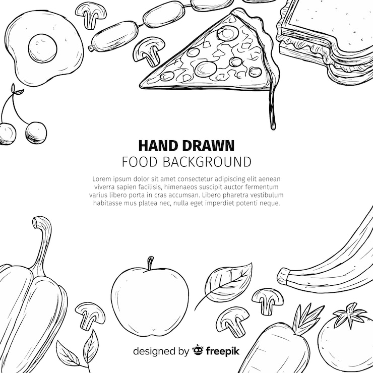 Gratis Vektor hand drawn food background