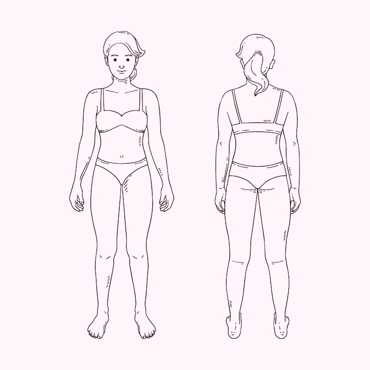 Gratis Vektor hand drawn girl body outline