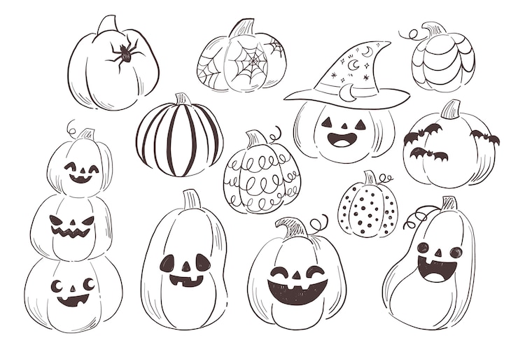 Gratis Vektor hand drawn halloween pumpkin illustration