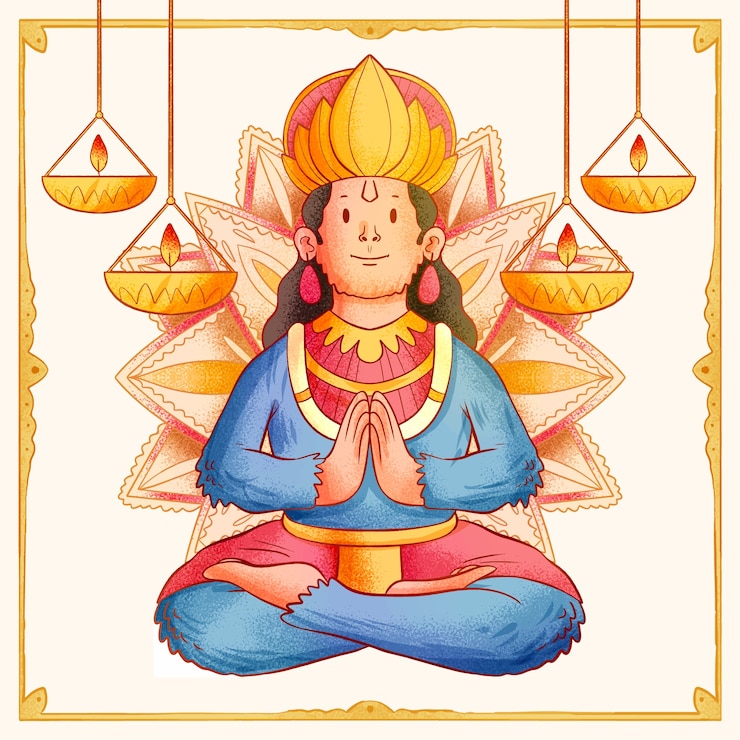Gratis Vektor hand drawn hanuman jayanti illustration