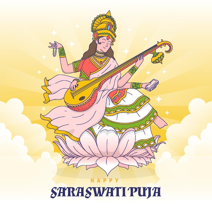Gratis Vektor hand drawn happy vasant panchami