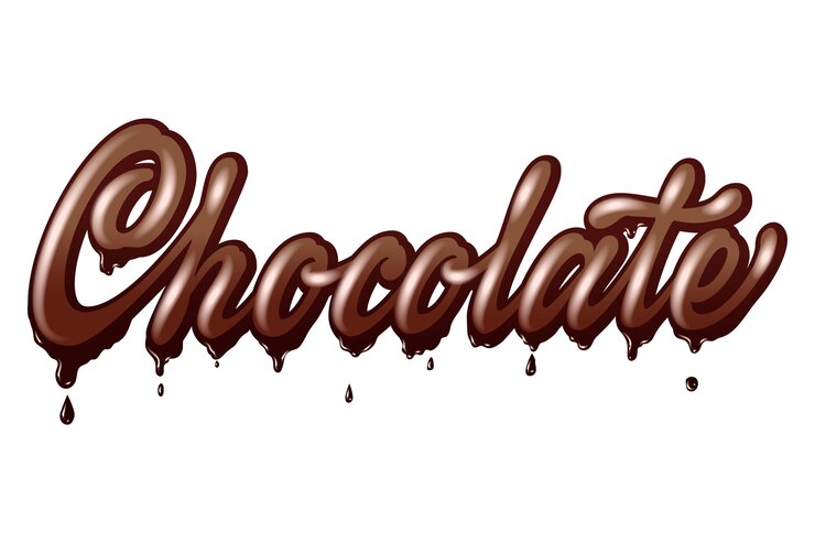 Gratis Vektor hand drawn lettering chocolate elegant modern calligraphy with chocolate letters and dropd vector illustration typography poster on light background for cards invitations prints etc