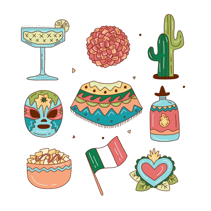 Gratis Vektor hand drawn mexican element