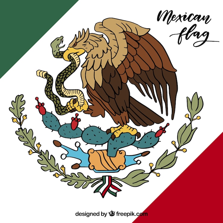 Gratis Vektor hand drawn mexican flag background