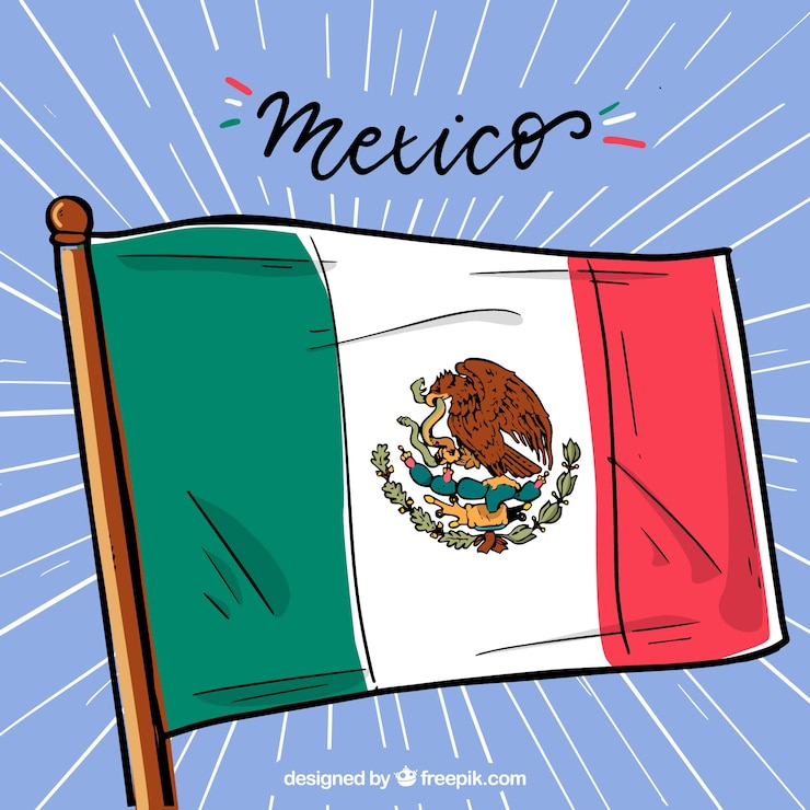Gratis Vektor hand drawn mexican flag background