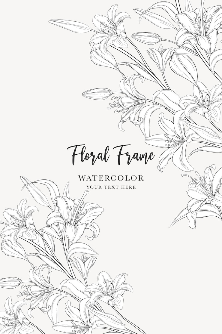 Gratis Vektor hand drawn mono-line floral lily background design