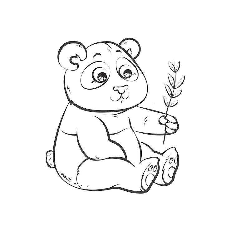 Gratis Vektor hand drawn panda outline illustration