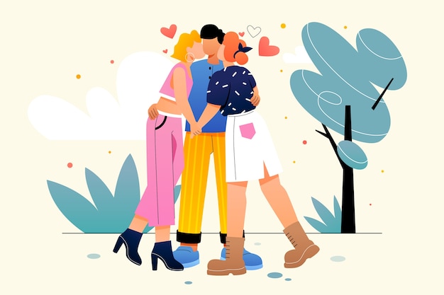 hand drawn polyamory illustration