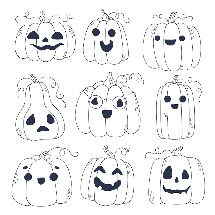 Gratis Vektor hand drawn pumpkin outline illustration