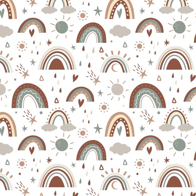 hand drawn rainbow pattern design