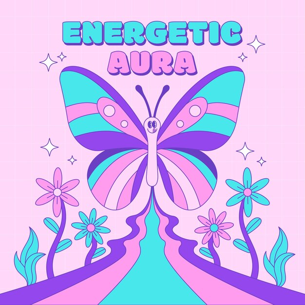 hand drawn retro butterfly illustration