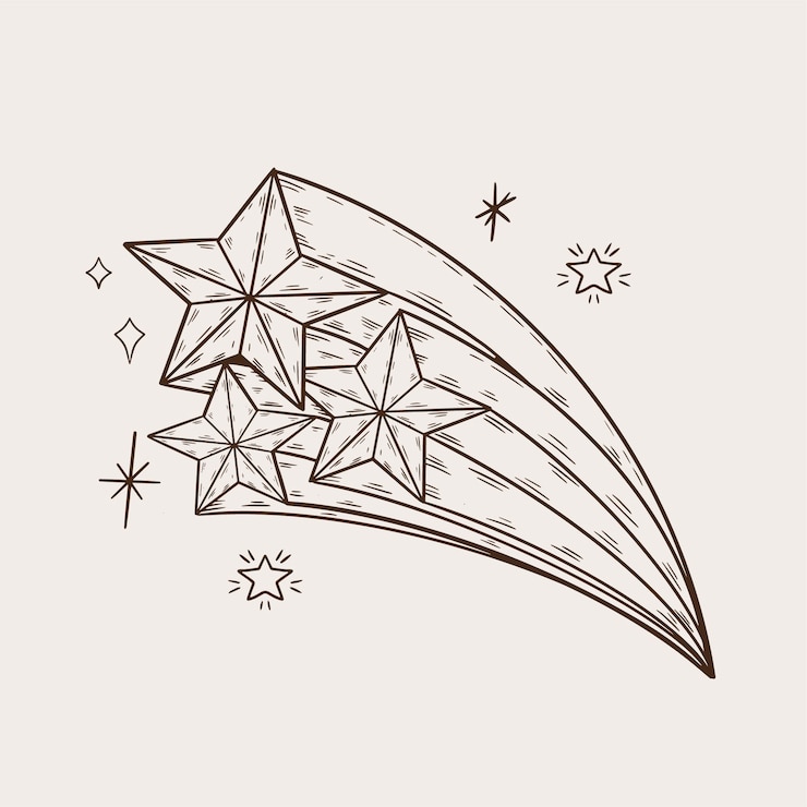 Gratis Vektor hand drawn shooting star drawing illustration