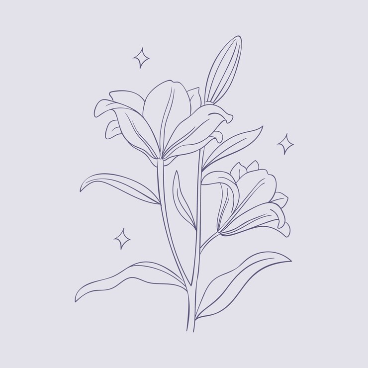 Gratis Vektor hand drawn simple flower outline illustration