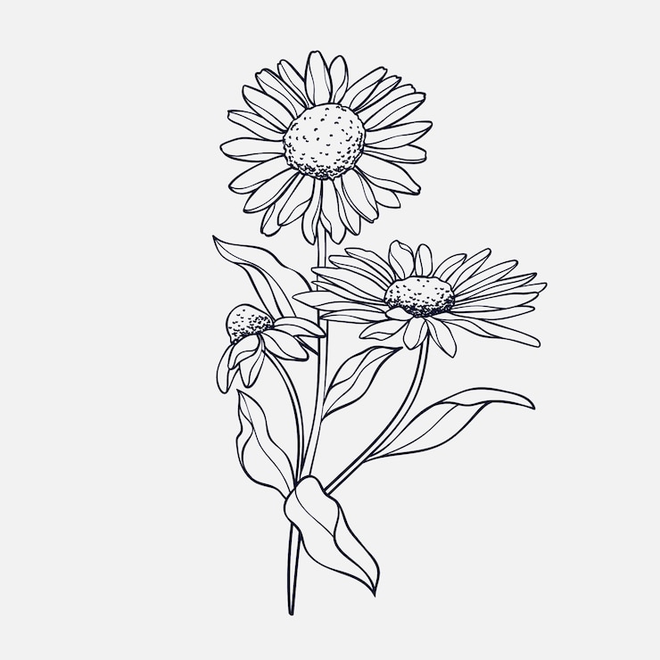 Gratis Vektor hand drawn simple flower outline