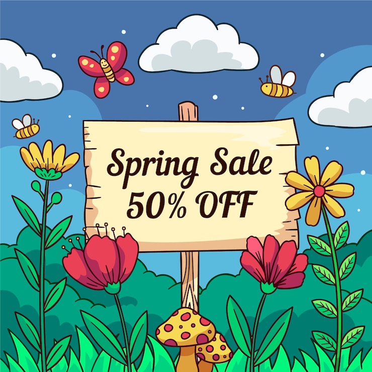 Gratis Vektor hand drawn spring sale