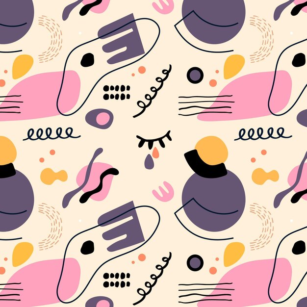 hand drawn style abstract shapes pattern