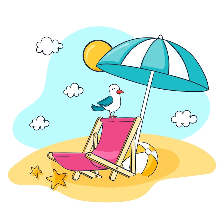 Gratis Vektor hand drawn sunbed illustration