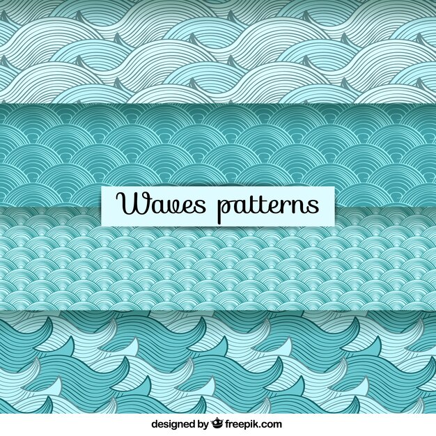 hand drawn variety of waves patterns 